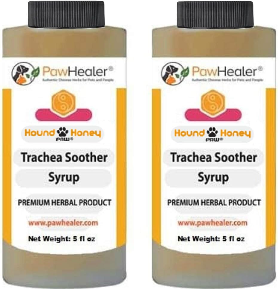 Pawhealer Trachea Soother Syrup 2PAK Hound Honey - Natural Herbal Remedy for Symédy for Symptoms of Collapsed Tratea - rasanya enak - mudah untuk Administer (5 fl oz / ea)...