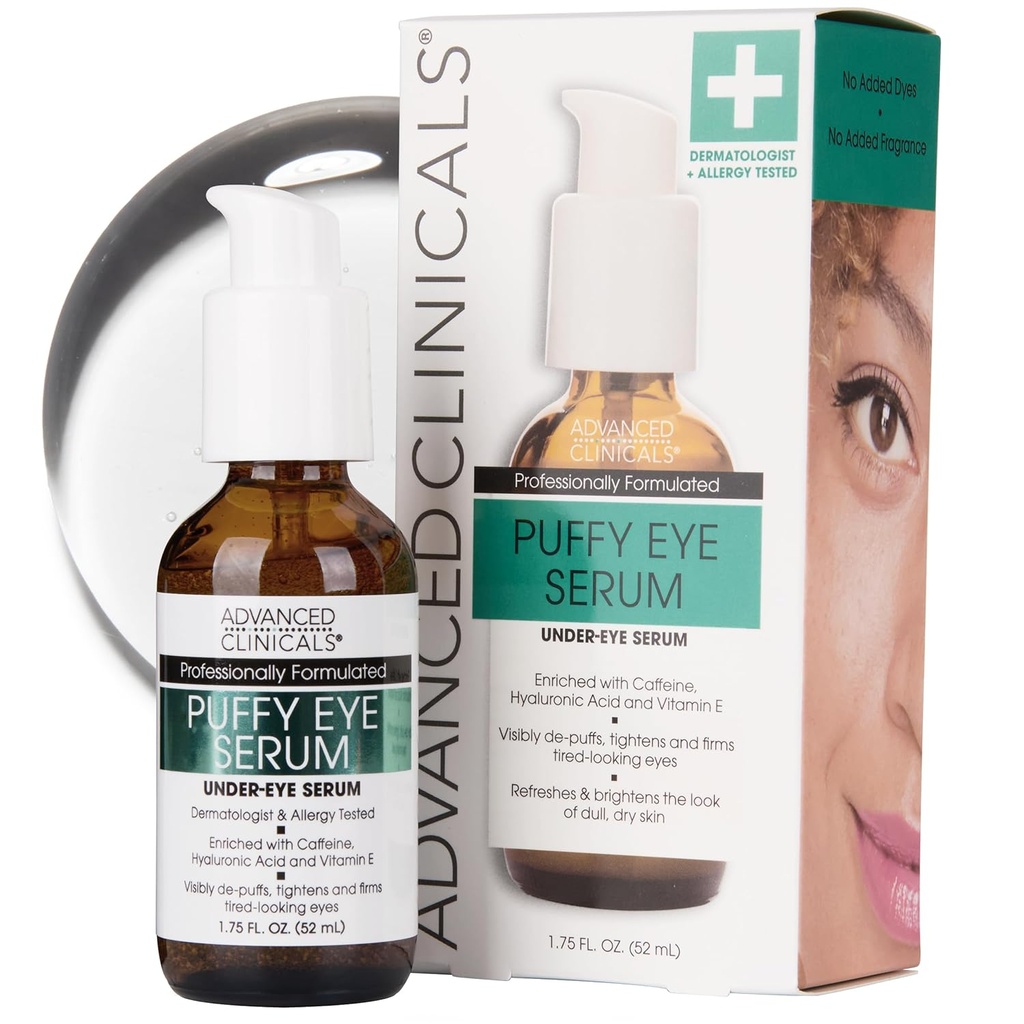 Clinicals Puffy Eye Under Eye Serum 124; Terlihat Anti Aging Brightening Vitamin C + Caffeine Serum Membantu Impreve Look Of Puffiness, Fine Lines, Lingkaran Gelap, & Uneven Skin Tone, 1.75 Fl Oz