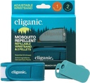 Cliganic Mosquito Repellent Pack (Wristband + 2 Isi Pellet) - Adjustable, Natural DEET-Free, Escreous Oil ditanamkan