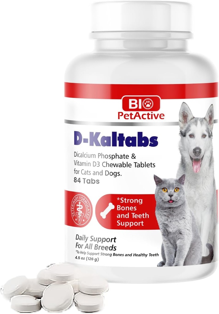 D-Kaltab Phosfor, Kalsium Vitamin D3 Tambahan untuk Dogs & Cats, Prenatal Pet Vitamin, Daily Pets-Tab, Kuat Nail, Teeth Dukungan, 84 Tablet Chewable