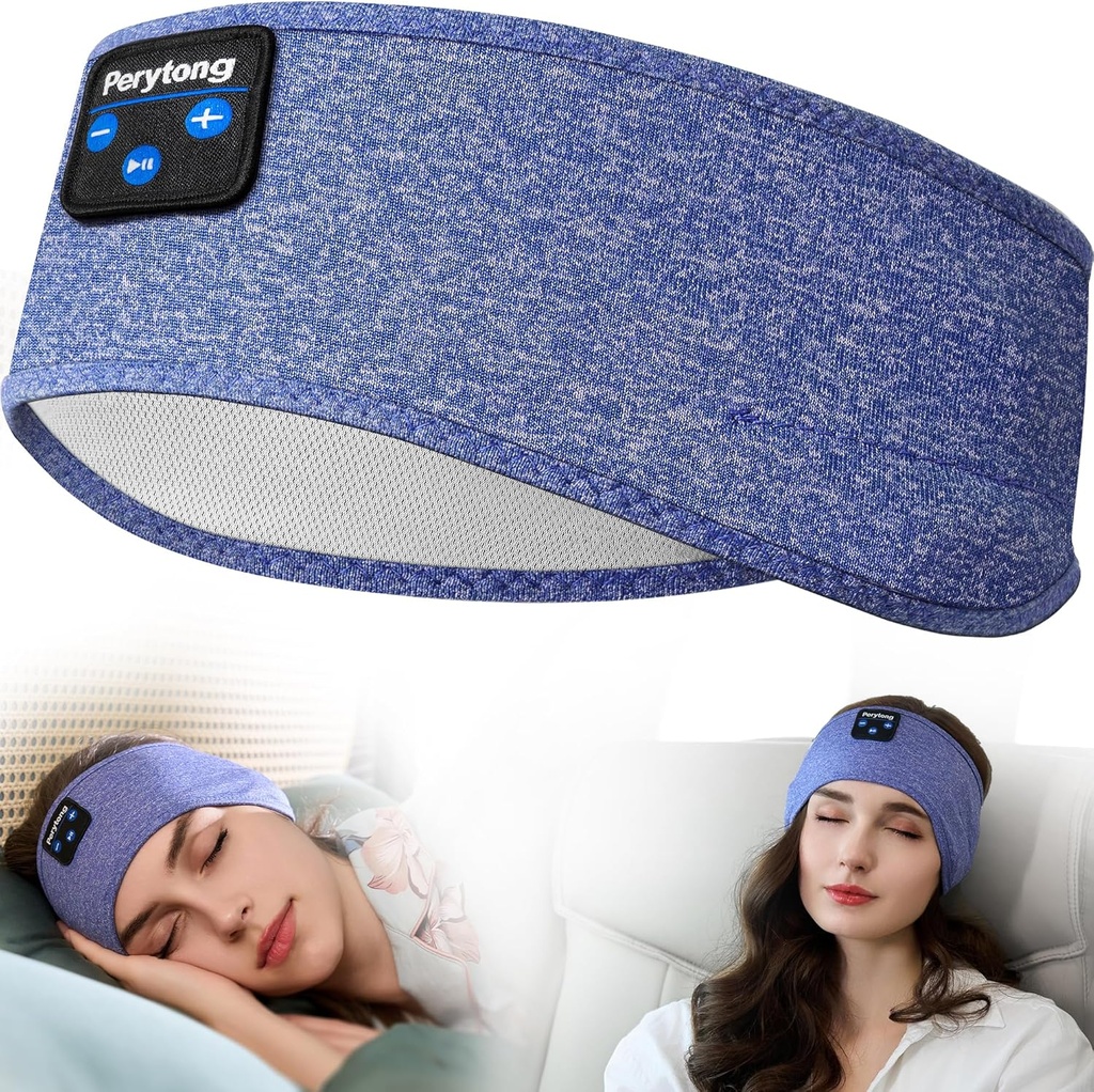 Ponsel Tidur Perytong, Headband Bluetooth Olahraga dengan Ultra- Thin HD Speakers Sempurna untuk Sleep, Workout, Jogging, Yoga, Insomnia, Perjalanan Udara, Meditation