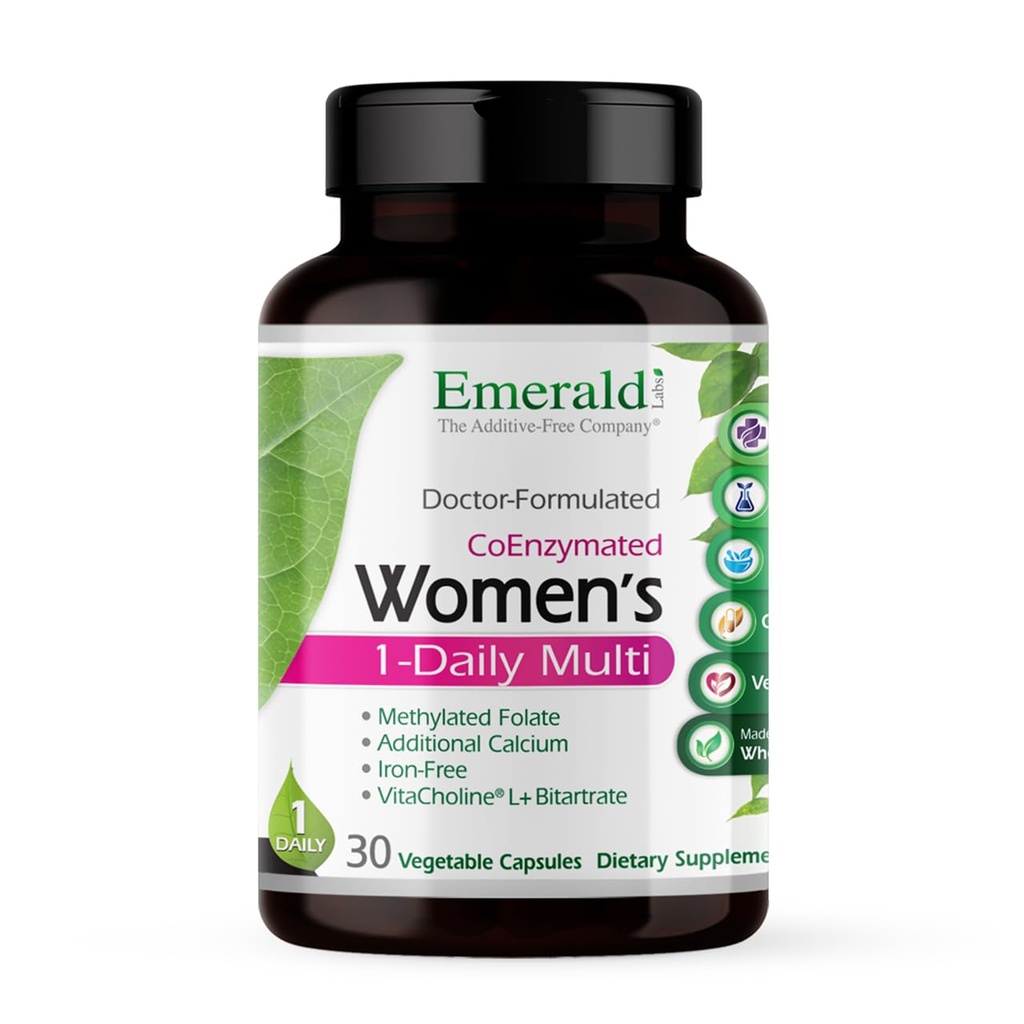 EMERALD LABS Women 's 1- Daily Multi - Multivitamin for Women - Includes Calcium, Zinc, Vitamin B & More - Bone & Imune Supplemen * - Gluten- Free - 30 Vegetable Capsules