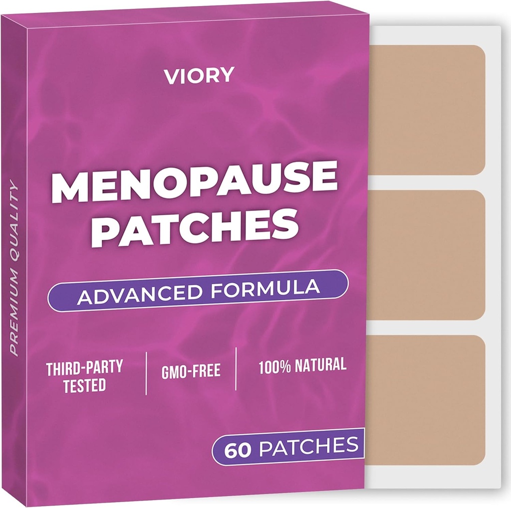 Patch Relief Menopause (Paket 60) - 100% Patch Alam - dengan Biotin, D, Curcumin Turmeric, B12 - Enhanced Formula