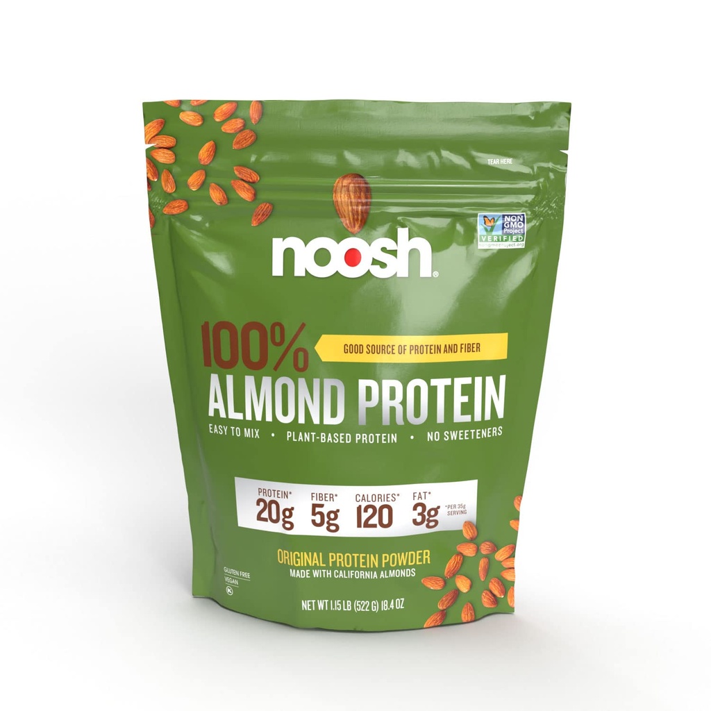 Tanaman NOOSH Based Almond Protein Powder Tanpa Rasa 35 Gram - Vegan, All Natural Ingreations, None-GMO, Gluten Free, Kosher, Peanut Free, Soy Free, Dairy Free (Unflashbored)