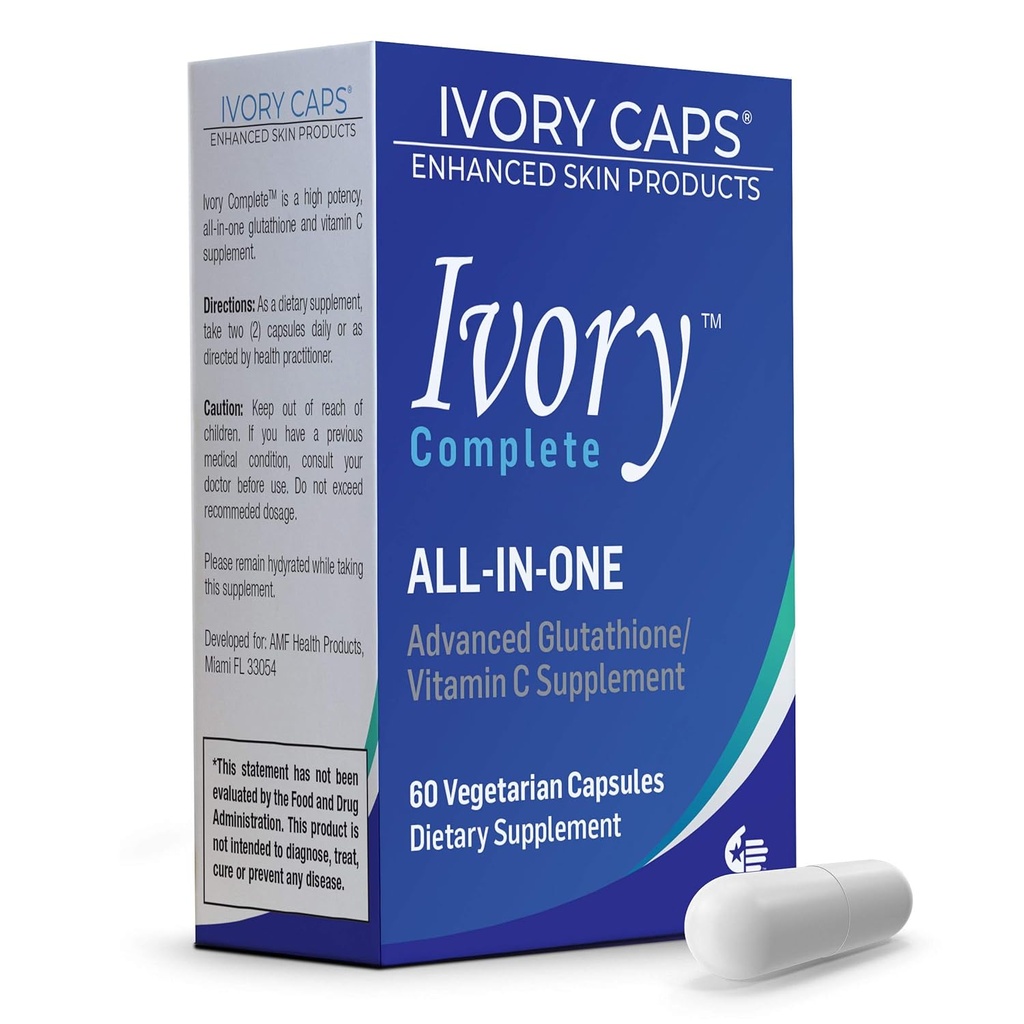 Ivory Caps Gading Lengkap ALLIN-ONE Advanced Glutathione / Vitamin C Tambahan dengan Alpha Lipoic Acid, Bearberry Extract dan Green Tea Extract