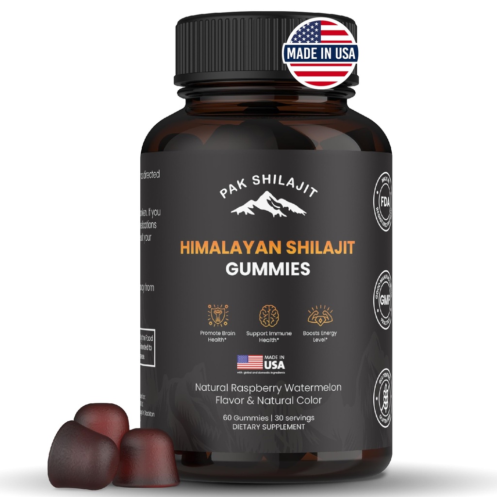 Murni Himalaya Sundry Shilajit Gummy untuk Pria & Wanita; Organik Shilajit Gummies 126; Natural 85 Plus Trace Mineware Fulvic Acid 124; Energy, Immunitas 124; Sugar- 60 Bebas Gummy