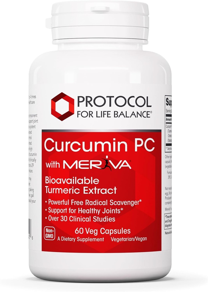 PROTOCOL UNTUK HIDUP BALANCE Curcumin PC - dengan Phoshatithylcholine untuk Absorpsi - Gabungan Mobility & Imune Dukungan - Turmeric Suppplemen - Non-GMO & Haag - 60 Veg Capsules
