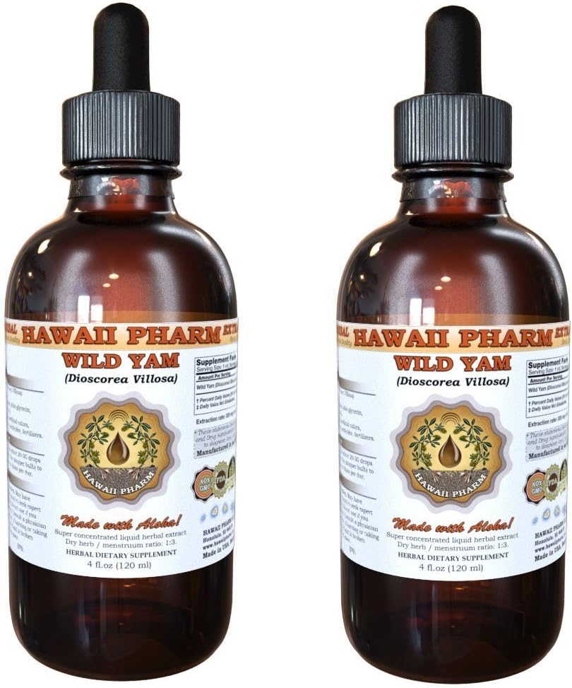 Wild Yam Liquid Extract, Wild Yam (Dioscorea Villosa) Tincture, Herbal Suplement, Hawaii Pharm, Made in USA, 2x2 Fl.oz