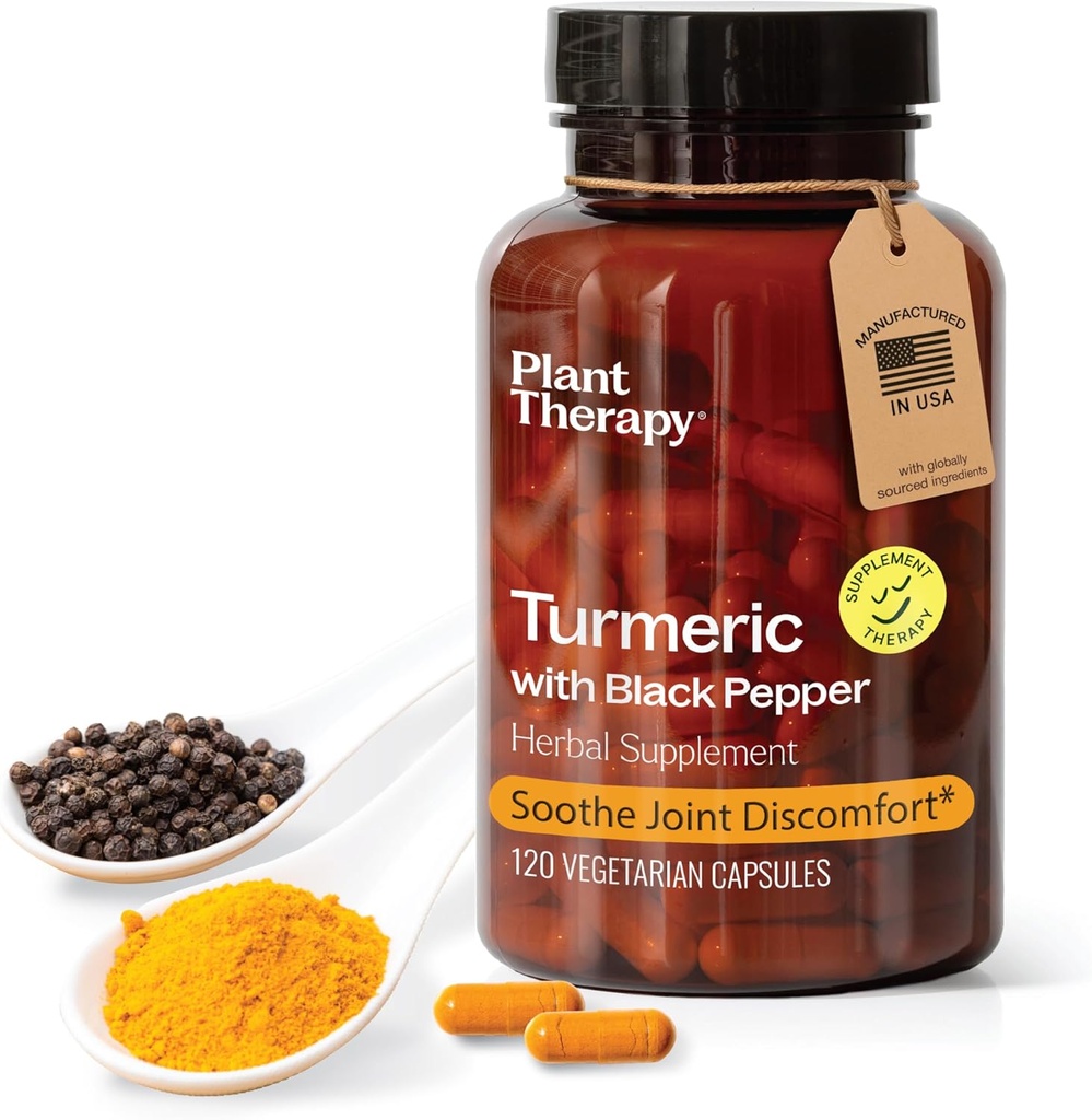 Plan Terapi Turmeric Black Pepper Tambahan Kapsul Diproduksi di Amerika Serikat 4 Bulan Supplai Bersama dan Suplai Kesehatan Otot untuk Perempuan & Pria 120 Vegetarian Capsule