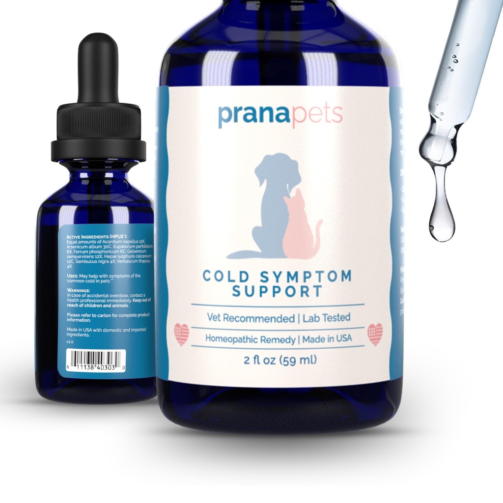 PranaPets Cold Symptom Dukungan untuk Kucing & Anjing 124; Aids Formula Alam Aman dengan Colds, Seasonal Allergies & Kennel Cough 124; Membantu Open Airways for Easy Breathing