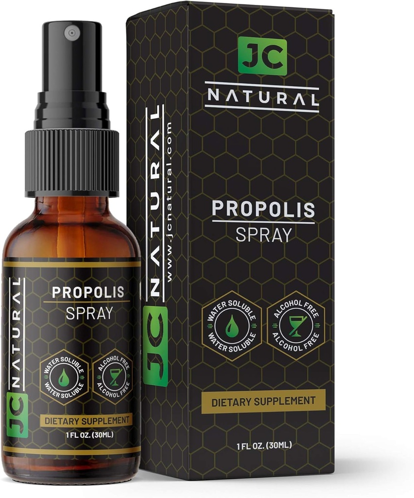 Propolis Throat Spray - Water Soluble, Alkohol Bebas. Perkelahian Organisme Harmful, Antiokhidan- 1 fl oz (30ml) oleh JC Natural x CGM Labs