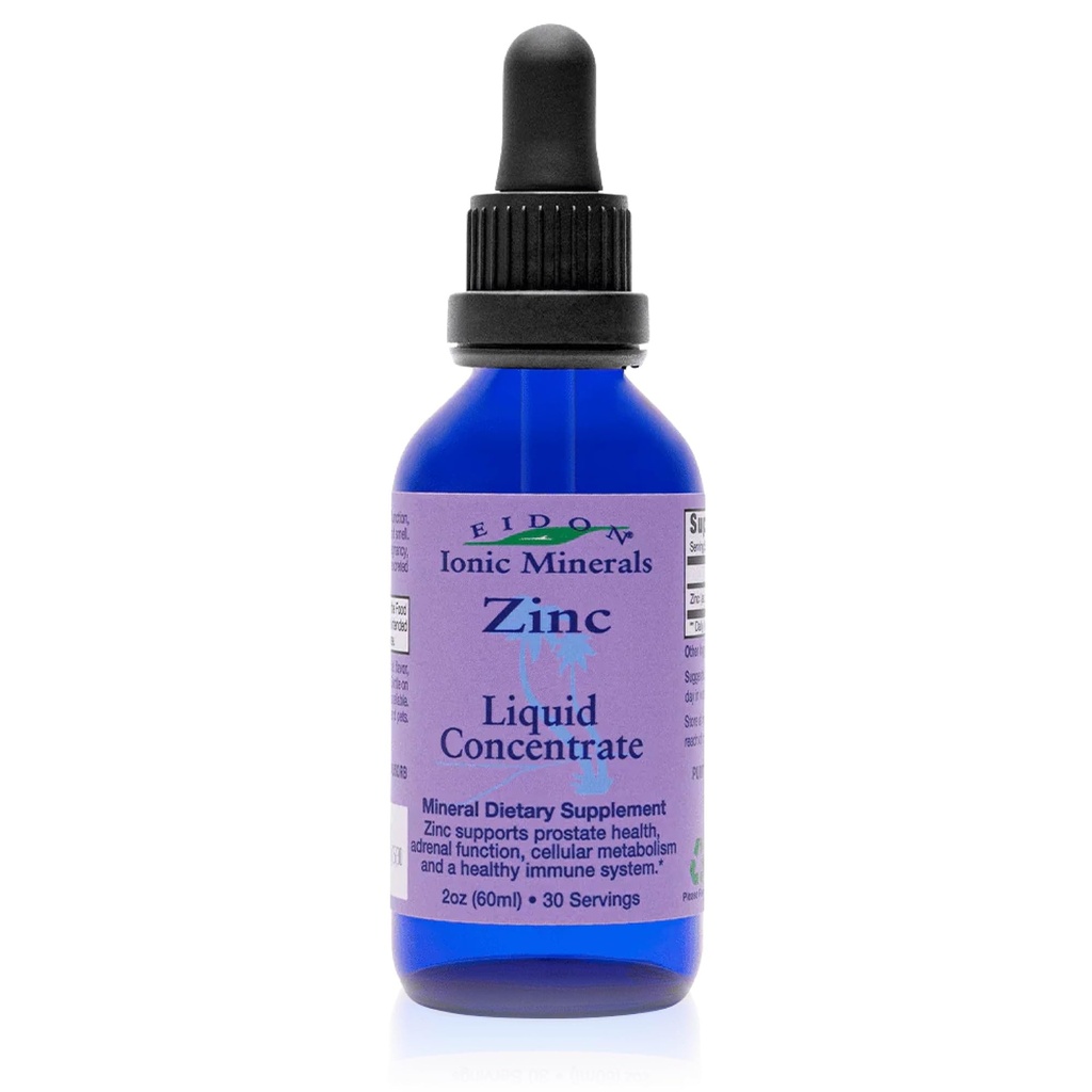 Eidon Ionic Mineral Liquid Zinc Konsentrat - Ionic Zinc Suplement Drops for Dewasa dan Anak-anak, Dukung Sistem Imune, Rambut dan Kulit, Hati dan Ginjal Kesehatan, Relieves Stress - 2 oz