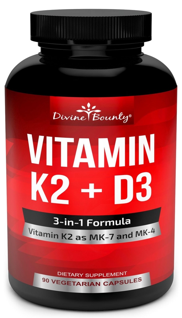 Vitamin K2 (MK7 & MK4) dengan suplemen D3 - 1 Formula - Bone and Heart Dukung - 90 Non-GMO Vegetarian Capsules, dan 5000 IU Vitamin D3 - 1 Formula - 1
