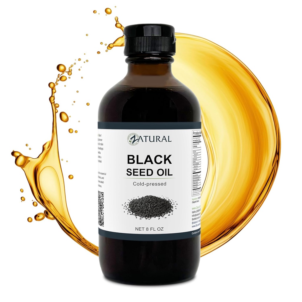 Zatural Black Seed Oil Nigella Sativa Cold Menekan Cumin Oil Ditrable, Skin, Brain, Imune, Joints & More (8 Fl Oz)