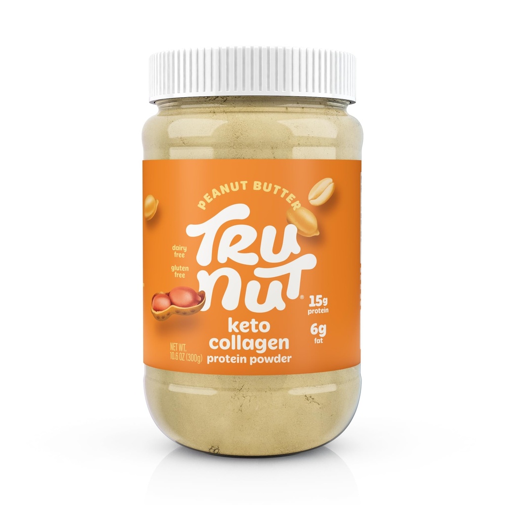 Tru- Nut Keto Collagen Protein Powder (Peanut Butter, 10,6 oz) - Peanut Butter Collagen Powder - Great for Smoothies, Shakes, Keto Diet Meals and Snacks