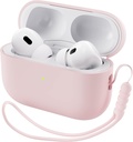 ORNARTO Compatible with AirPods Pro 2 Case 2022, Full Protect Hybrid Silicone for AirPods Pro 2nd Generation Case, Front LED Skin Terselubung-Pink