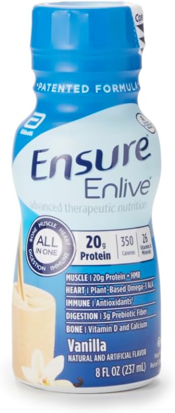 Enlive Advanced Therappeutic Nutrition Shakes, Vanilla, 8oz Bottles, Kasus 24