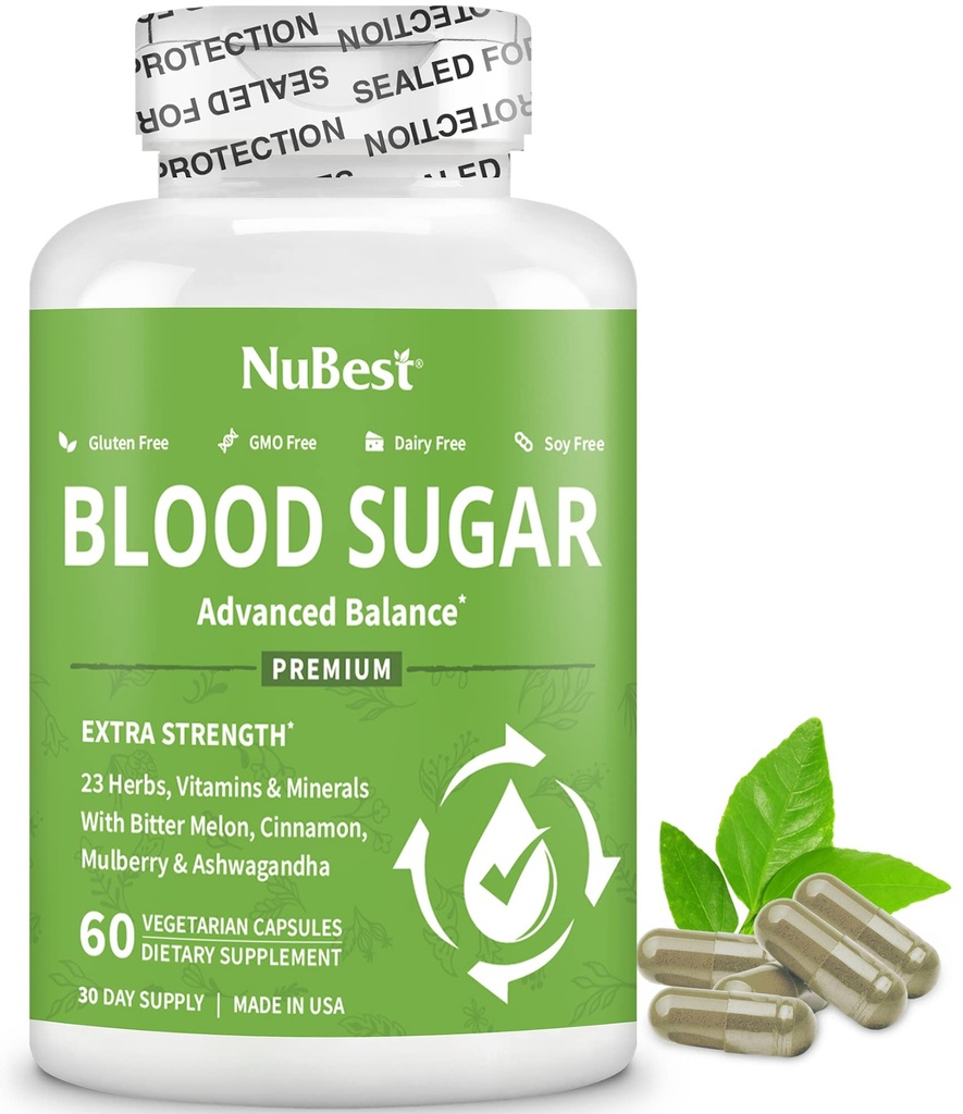 Gula Darah - Formula Lanjutan dengan Bitter Melon, Ashwagandha, Cinnamon, Chromium, Magnesium, Vitamin, Alpha Lipoic Acid, Cayenne Pepper & More 124; 60 Capsules 124; 1 Pasokan Bulan