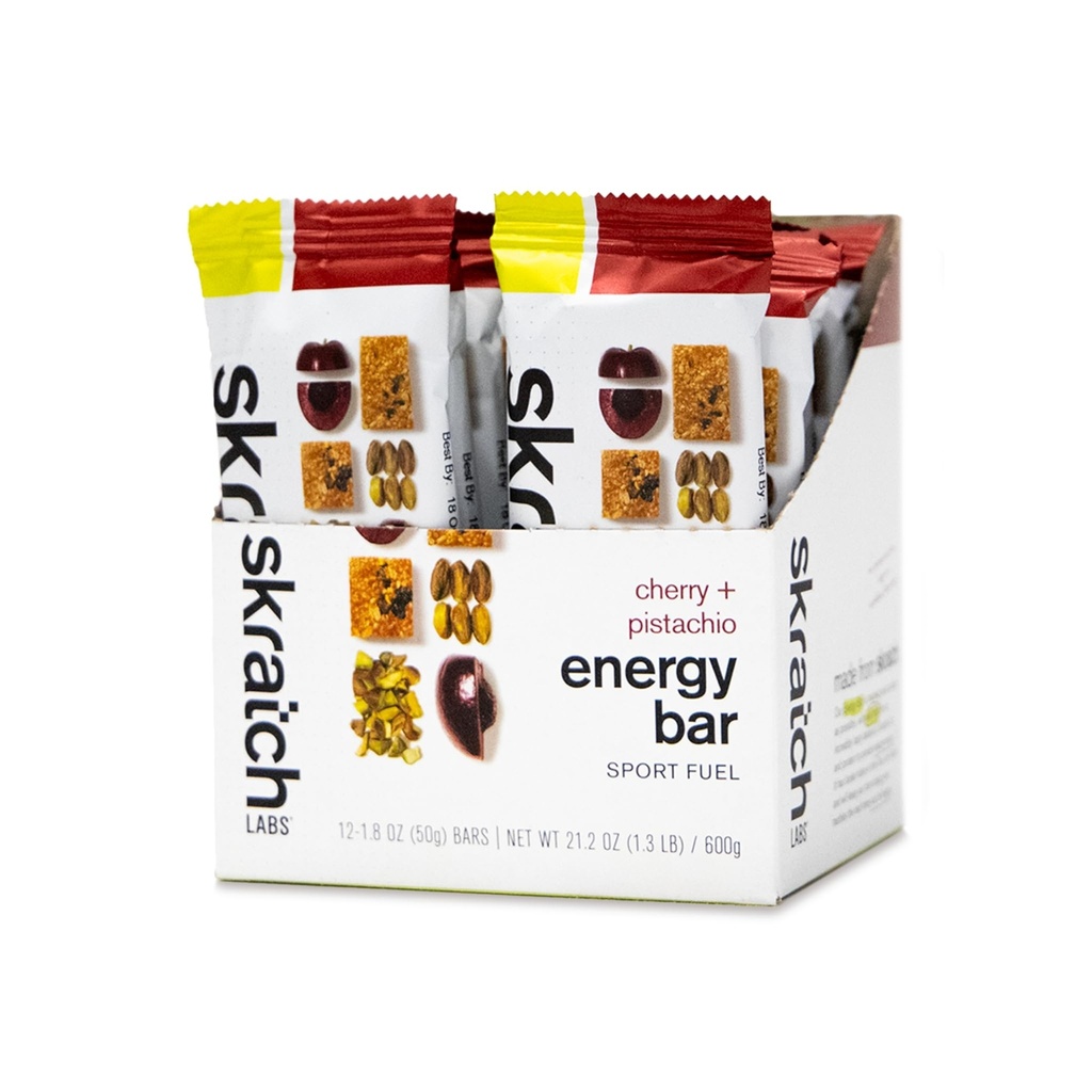 Skratch Labs Energy Bar 124; Cherry + Pistachio (12 Paket): Plant Based Healthy Snack 124; Low Sugar - 5g Protein 124; Non- GMO, Gluten Free, Soy Free, Vegan, Kosher