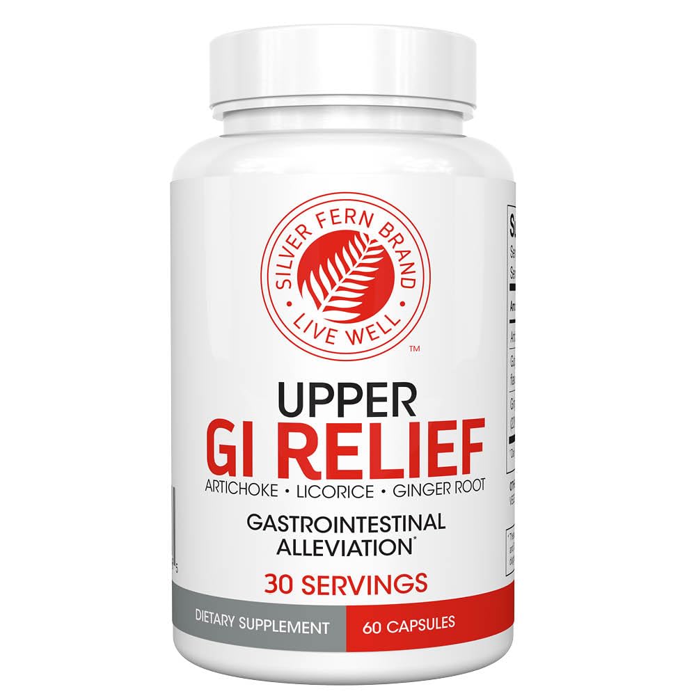 Silver Fern GI Relief - Suplemen Natural Herbal - Semua Natural with Artichoke Leaf Extract, Ginger Root Extract, dan GutGuard Licorice Flavonoid (1 Botol - 60 Capsules - 30 Hari Suppply)