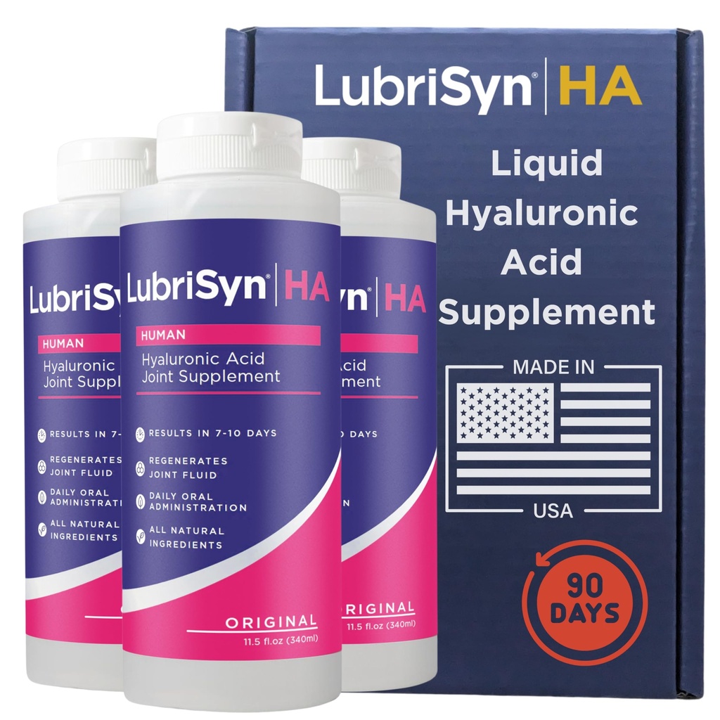 Lubrisyn Hyaluronic Acid Oral Suplemen Gabungan - Liquid HA Formula untuk Manusia - Promotes Gabungan Dukungan, Mobility, Fleksibilitas, Hidration & Healthy Fungsi untuk Pria & Perempuan - 3 x 115oz