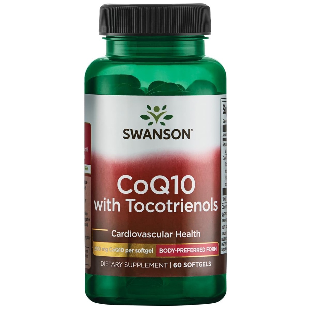 Swanson Coq10 200 Miligrams w / 20 Milligrams Tocotrienol 200 Juta 60 Sgels