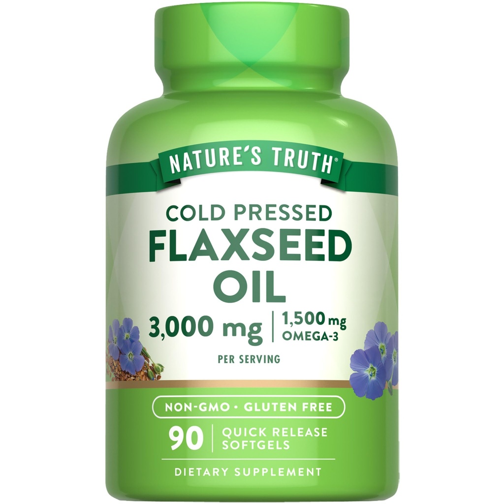 Nature 's Truth Flaxseed Oil Softgels 124; 90 Count 124; Cold Press, Non-GMO & Gluten Free Suplemen