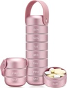 Zannaki Metal Weekly Pill Organizer, Large Travel Pill Box 7 Day, Timeproof Daily Pill Case with Silicone Handle, Aluminum Allour Pill Holder Container for Vitamin, Medicine, Pil,