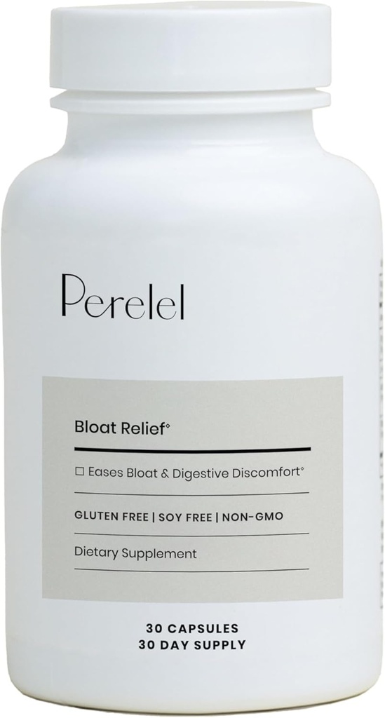 Perelel Digetical Health Supplement with Organic Ginger, Lemon Balm, & Fennel, to Dut Health & Digetical Suplement for Women & Men, Soy, Dairten & Gluten Free, 30 Pil