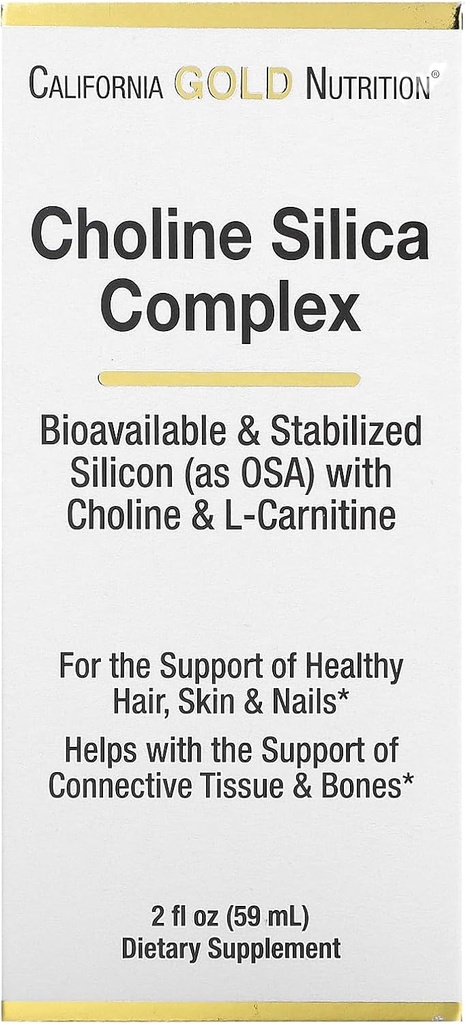 California Gold Nutrition Choline Silica Complex, Biovailable & Stabilisasi Silicon dengan Chooline & L- Carnitine, 2 fl oz (59 ml)