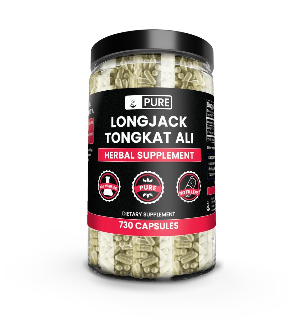 Murni lngrediens Longjack (Tongkat Ali) (730 Capsules) No Magnesium Or Rice Fillers, Always Pure, Lab Verified
