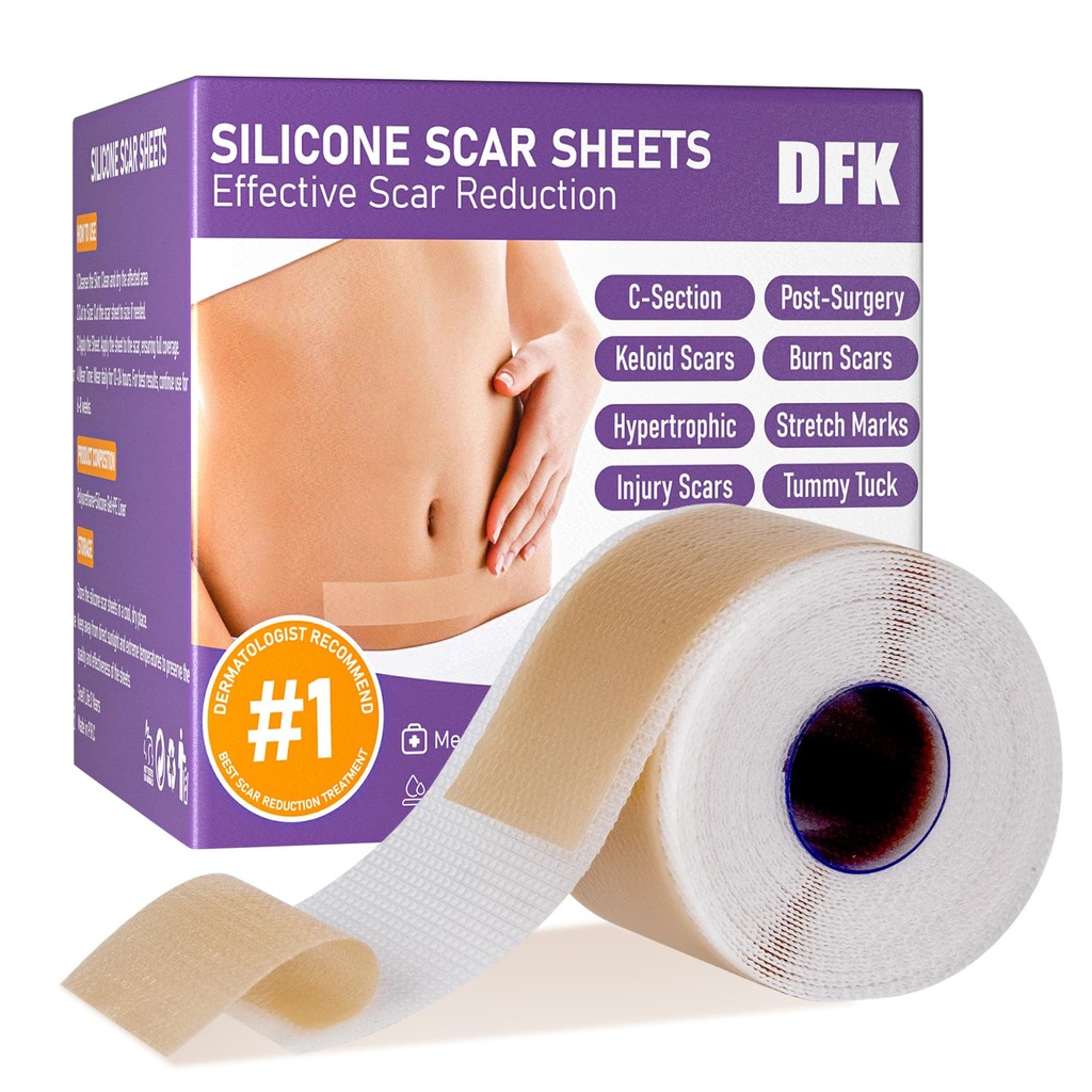 Silicone Scar Sheets, Silicone Scar Tape (1.6 "x 79" Roll-2M), Manfaatkan Scar Scar Scar Strips, Scar Soft Silicone Sheets for Surgical Scar, Keloid, Acne Scar, Burn Scar, C-Section