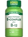 Kebenaran Alam Vitamin B Kompleks 124; 165 Tablet = 124; Plus B12; Vegan & Non- GMO Suplemen