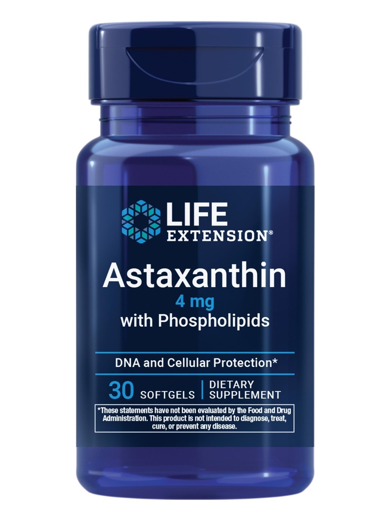 Ekstensi Hidup Astaxanthin dengan Phospholipids - Dukungan Antioksidant, Kesehatan Mata - Algae- Derived - Gluten- Bebas, Non- GMO - 30 Softgels