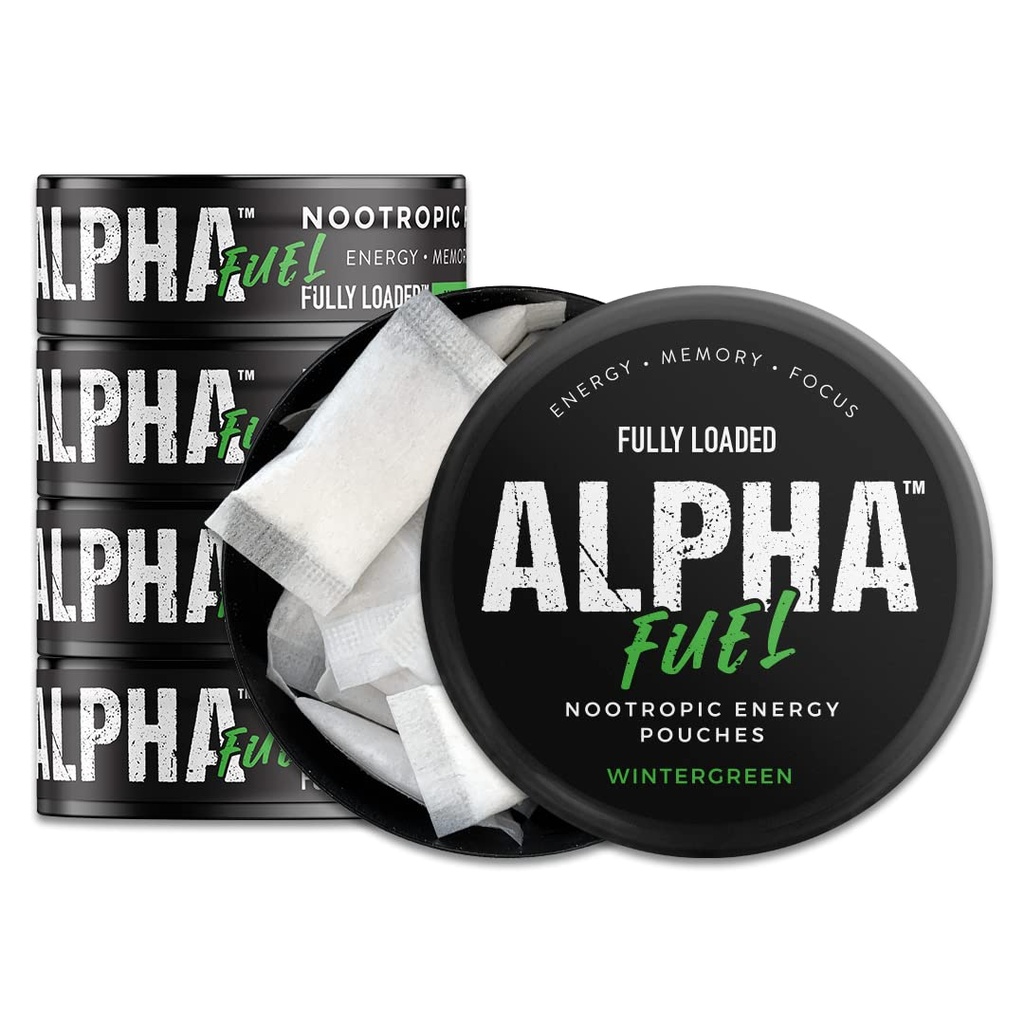 Fully Loaded Alpha Fuel Nootropic Pouches (Wintergreen Fuel) - Nootropic Energy Pouches with Caffeine, Alpha GPC, Tyrosine, Taurine, Guarana dan More