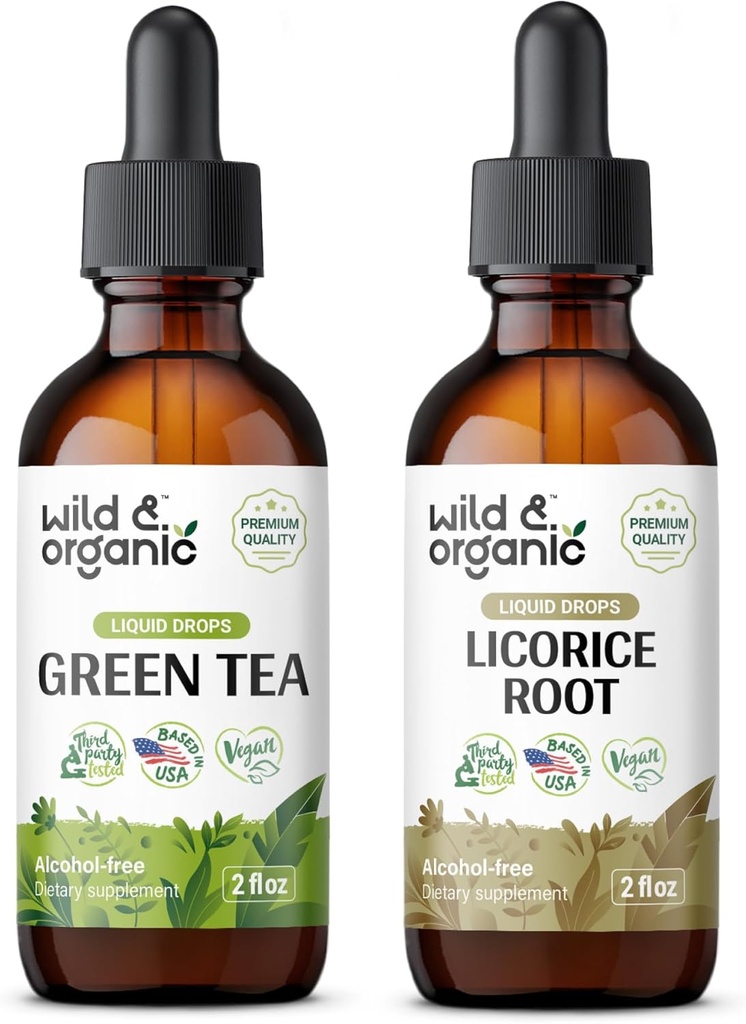Wild & Organic Green Tea Ticture 2 fl oz & Licorice Tincture 2 fl oz