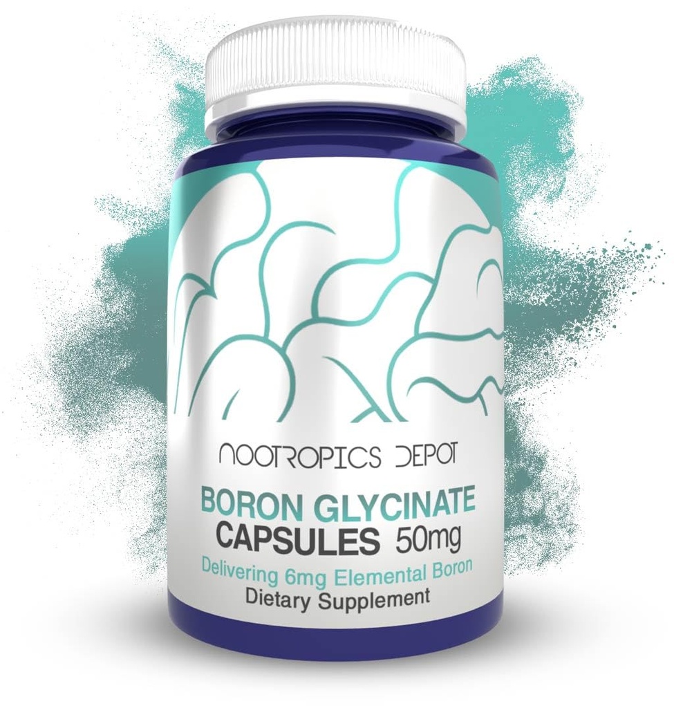 Depot Nootropics Boron Glycinate Capsules 124; 50mg 124; Mengantar 6mg Elemental Boron; Testosterone, Inflammation, Imune, & Cognitive Dukung 124; 120 Count