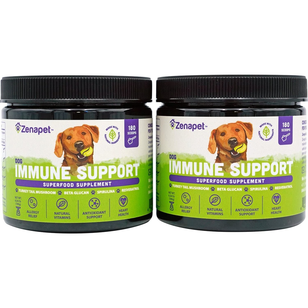ZENAPET Dog Imune Support Premium Powder Topper, Turkey Tail, Spirulina & Beta- Glucan, Mendukung Sistem kekebalan Kesehatan & Gangguan Manusia, Tingkat Manusia, Dibuat di Amerika Serikat