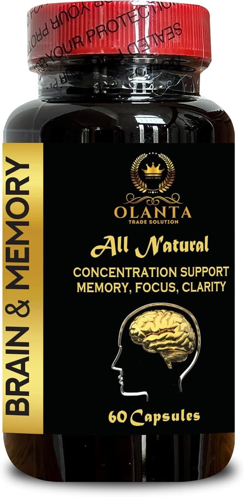 Suplemen Memori Otak - Memori dan Kejelasan Konsentrasi Boost, Penambahan Memori untuk Seniors Otak, Suplemen Fokus, Enhansemen Neuro - 1 Botol 60 Katup