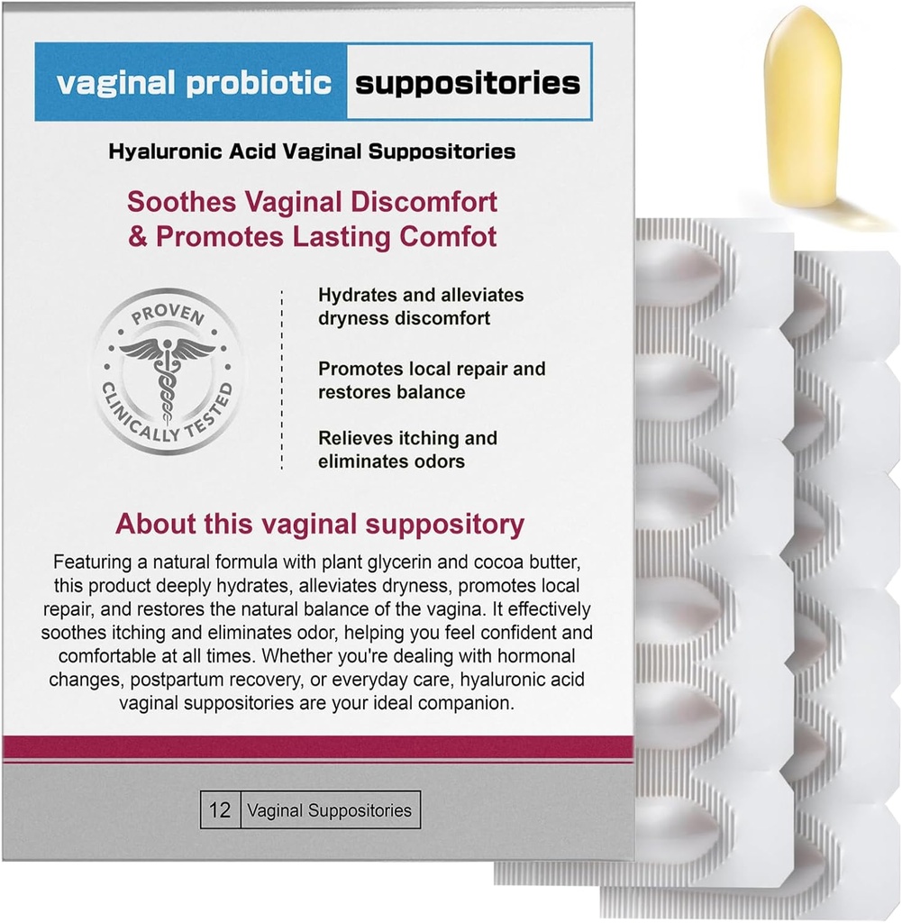Nahid Hyaluronic Aciosrestory 124; Vaginal Moizard & pH Balance Support: 124; 12 Inserts with Prebiotic Complex; Soothe Dryness, Odor Control, Restore Comfort 124; Menopause & Intimate Care