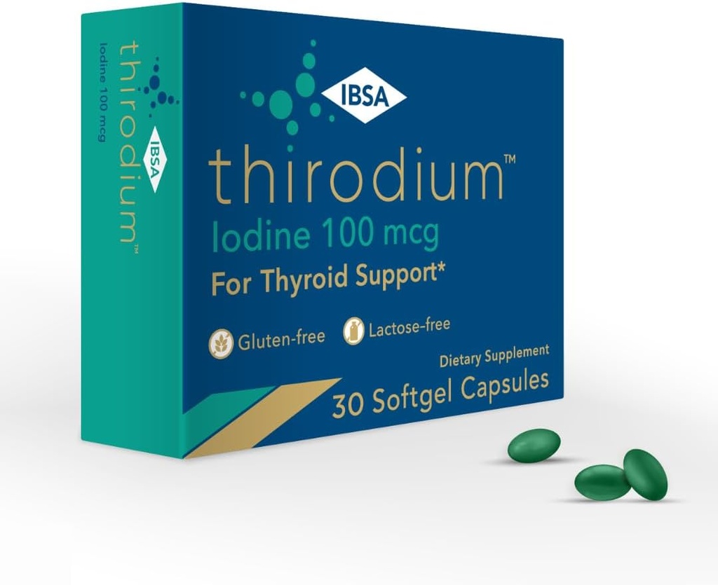 Thirodium - Thyroid Support Suplemen - 100mcg Iodin (Sodium Iodate) - 30 Soft-Gel Capsules for Increased Absorpsi - Gluten- Free, Lactoe- Free, Sugar- Free, Non-GMO