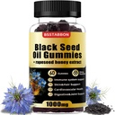 Gumi Minyak Benih Hitam dengan 1000mg Minyak Benih Hitam Organik, 25mg Ekstrak Madu, Vitamin B6, B12 dan zinc untuk Dukungan Sistem Imune (60 Gummies) (60 Count)