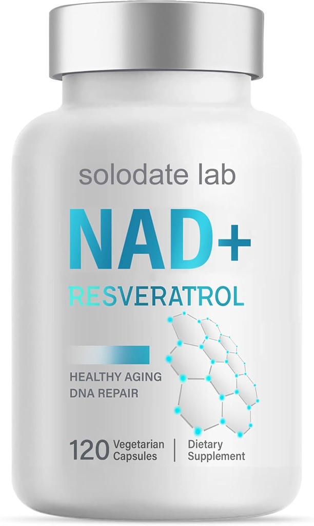 Solodate lab NAD + Supplemen 100m, True NAD + & Resveratrol, 120 Caps