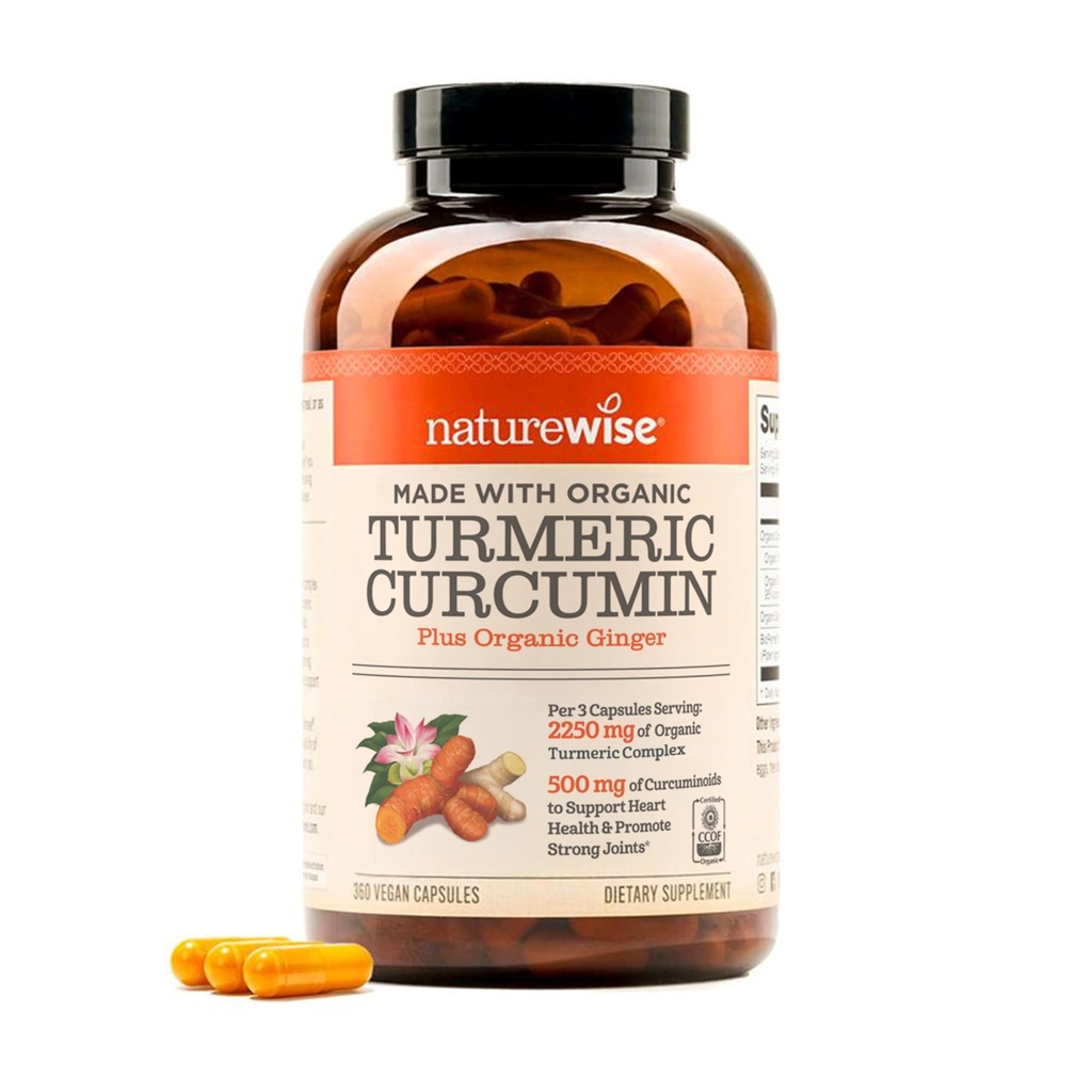 NatureWise Curcumin Turmeric 2250mg - 95% Curcuminoid & BioPerine Black Pepper Extract for Advanced Absorpsi - Daily Joint and Immune Health Support - Vegan, Non-GMO, 360 Count [Penyedia Hari 120]