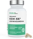 Suplemen Hidup Cinta Organik Ashwagandha KSM-66, 2 Bulan Supply - 60 Capsules, Kekuatan Tinggi 600mg per Capsule, 5% Withanolides, Bioperine ® untuk Peningkatan Asorpsi, Zero Filler, Lab Tested