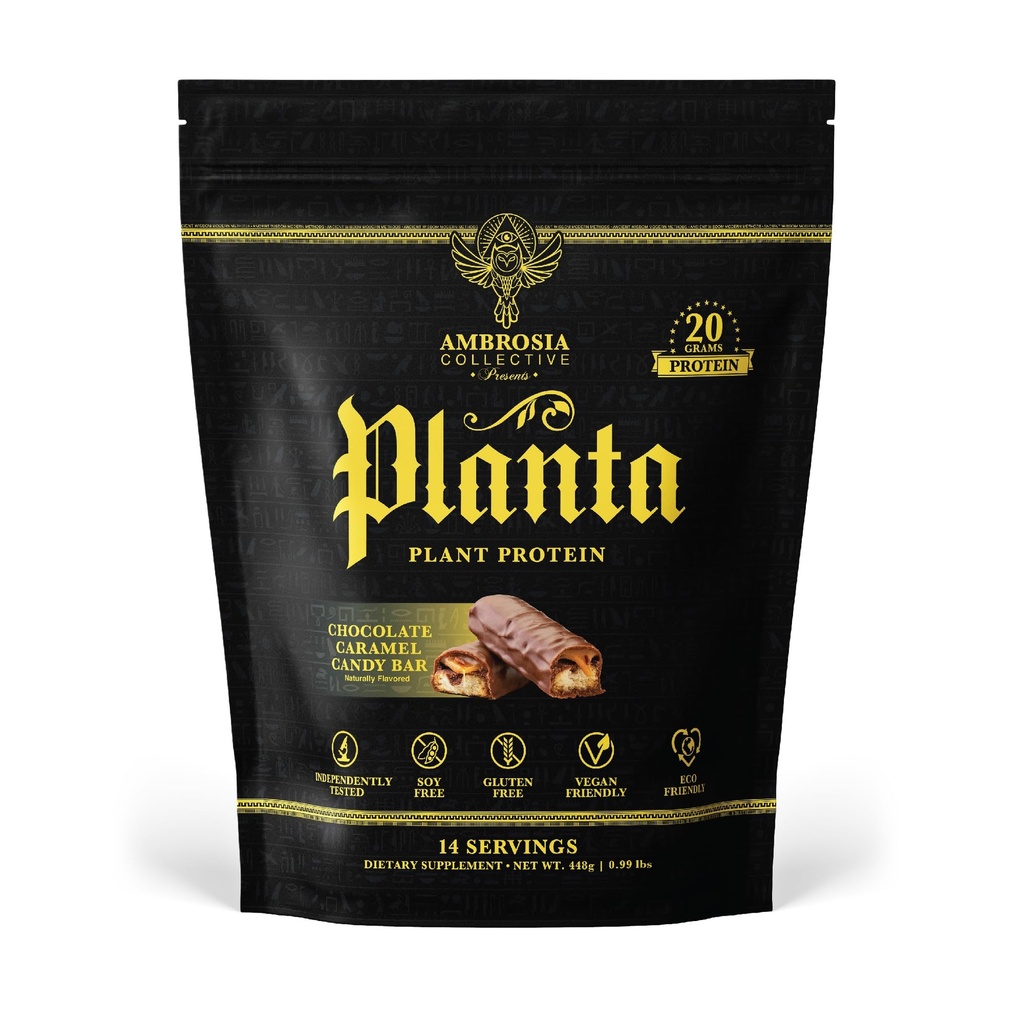 Ambrosia Planta - Premium Plant - berbasis Protein 124; Vegan & Keto Friendly 124; Gourmet Flavors with No Bloating or Stomach Upset 12.4; Gluten & Soy Free 124; No Added Sugar 124; 14 cuptions 124; (Candy Bar)