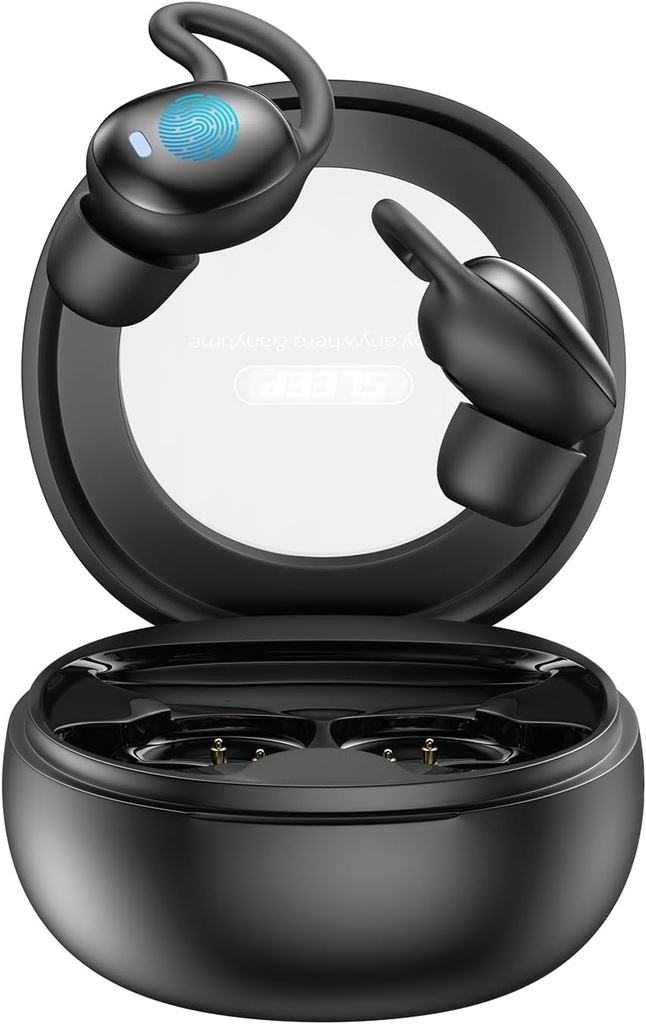 Headphones Tidur Nirkabel Earbuds untuk Side Sleepers, Mini Earbuds untuk Tidur, Ultra- Thin Bluetooth 5.4 Headphone, Comfortable Tak Terlihat - Hitam