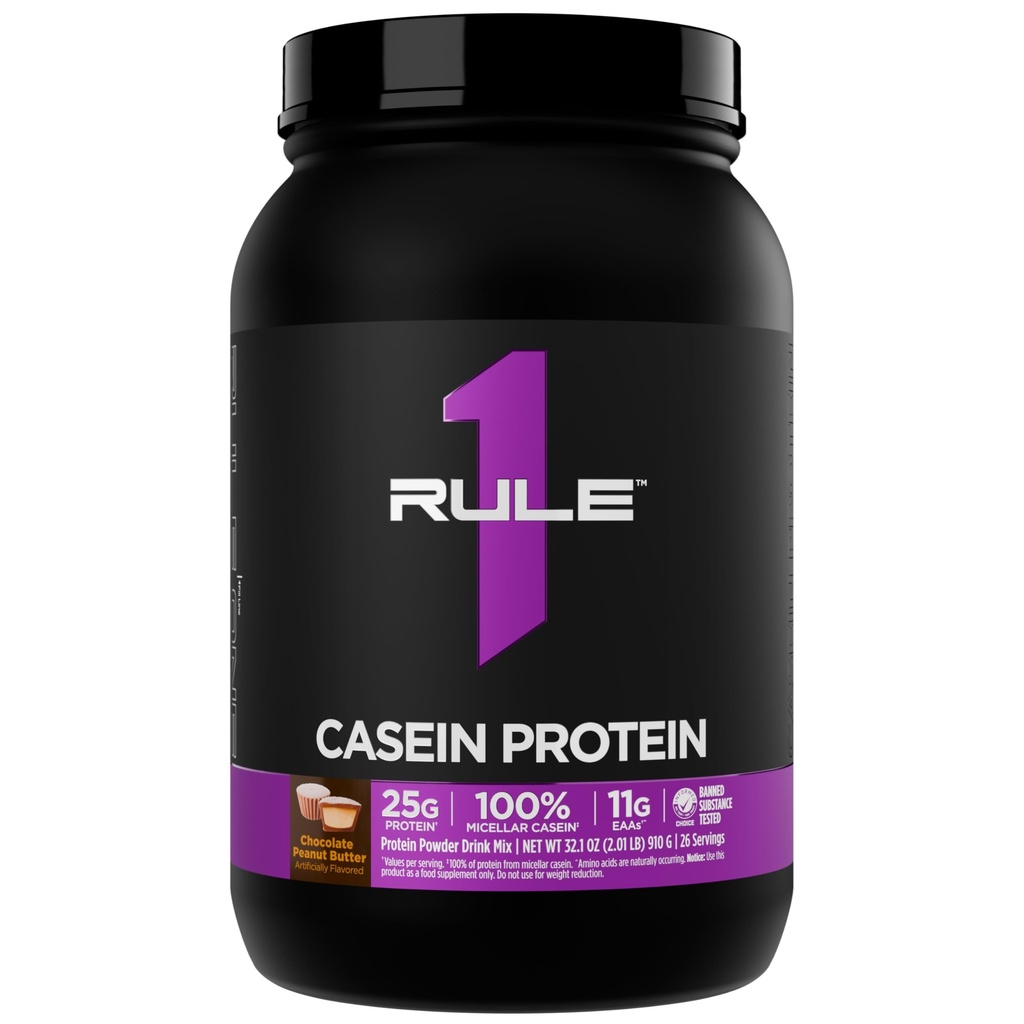 Aturan 1 Casein Protein - 25g Protein dan 11g EAAs Per Serving dari Slow- Release Mideath Casein untuk Recovery Overnight dan Diterima Pengiriman Antara Meals (2 Pounds, Chocolate Peach Butter)