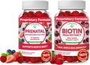 Lunakai Biotin dan Bundle Prenatal - Hair Skin dan Nails Growth Suplemen dengan Vitamin C dan E - Pregnancy Multivitamin Gummy dengan Acid Besi & Folic - 30 Hari Suppply