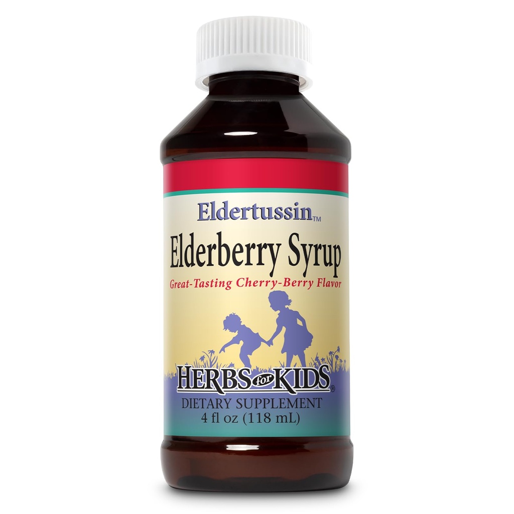 Herbs for Kids Eldertussin Elderberry Syrup, Cherry Berry (Btles-Plastic) 126; 4oz